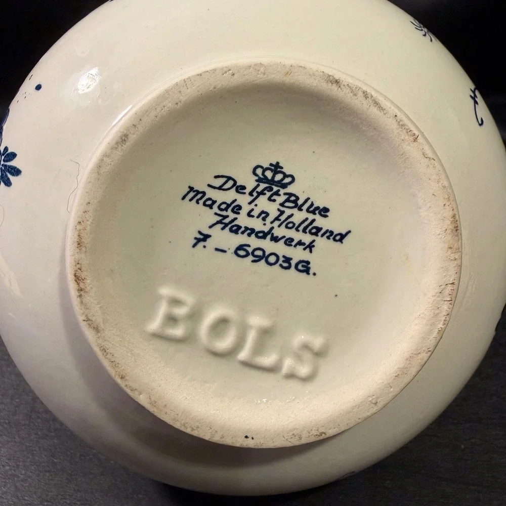 Delft Blue Handwerk Bols Holland Windmill Ceramic Decanter with Stopper 7-6903G